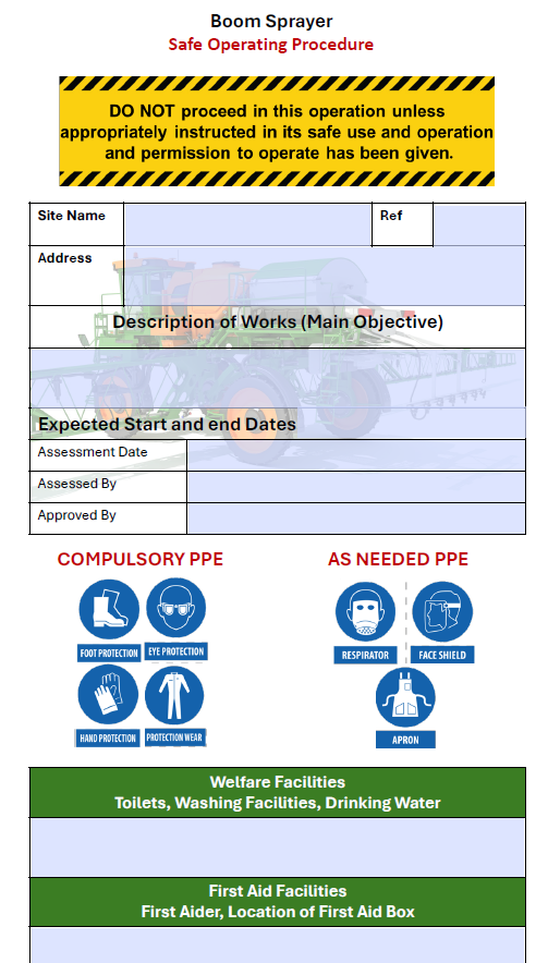 Tractor Boom Sprayer Risk Assessment